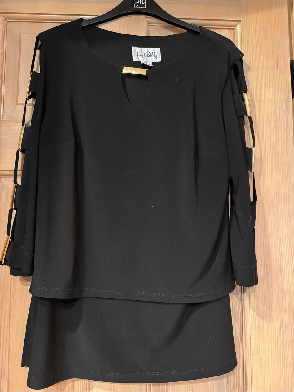 Joseph Ribkoff Black Layered Tunic with Ladder-Sleeve Accents